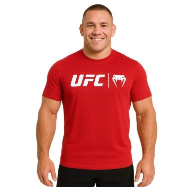 Imagem de Camiseta Esportiva Masculina Venum UFC Classic Vermelho e Branco Original Jiu Jitsu Treino Academia-Unissex