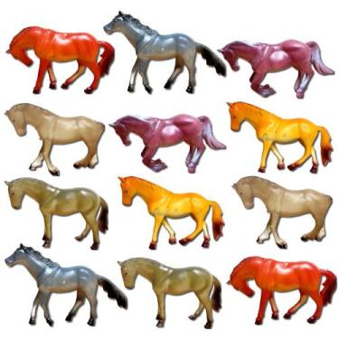 Imagem de Coleção 12 Cavalos Selvagens Plásticos de Brinquedo Maquetes - Toy Kin