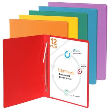 Imagem de gisgfim 12 peças 20 x 26 cm capa de relatório de prancheta de 7,6 cm com capacidade de 7,6 cm prendedor de pinos de metal com compressor tamanho carta pasta de relatório de apresentação para documento