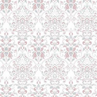 Imagem de EPPKILY Papel de parede floral macio vermelho/cinza vintage William Morris papel de parede de contato floral autoadesivo para paredes quarto forro armário papel de contato decorativo 44,5 cm x 259,1