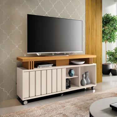 Imagem de Rack para Sala Bancada de TV 70 Pol 136cm Sora 1.3 Off White/Cinamomo 