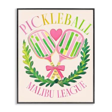 Imagem de Stupell Industries Pickleball Malibu League Design de arte giclée emoldurado preto por Jess Stempel, 76 x 61 cm