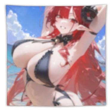 Imagem de LIEGBMEU Tapeçaria de biquíni sexy anime menina 152.4 cm x 152.4 cm interior exterior parede colcha arte decoração de tapeçaria caprichosa, AF425