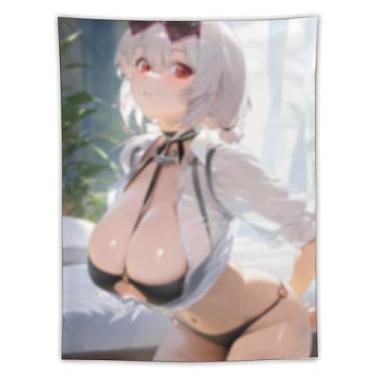 Imagem de LIEGBMEU Tapeçaria de biquíni sexy anime menina 152.4 cm x 203.2 cm interior exterior parede colcha arte decoração de tapeçaria caprichosa, AF435