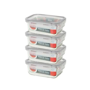 Imagem de Kit C/4 Potes De Vidro Hermético Marmita 660ml C/Trava