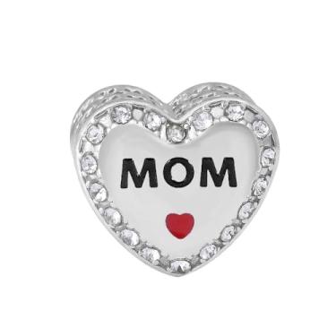 Imagem de BlingNuts Pingente de mãe prata I Love You Forever Mom Charm Compatível com pingentes Pandora Pulseiras Presentes de Dia das Mães, One Size, Aço inoxidável, Sem Pedra Preciosa