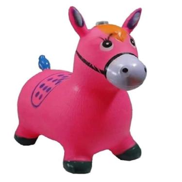 Imagem de Cavalinho Upa Upa Inflável Rosa – Brinquedo Pula Pula de Borracha Grande, Resistente, Seguro e Divertido para Crianças