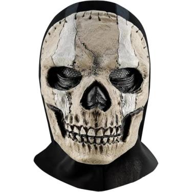 Imagem de NTSWZYS Máscara Facial Completa De Caveira Halloween, Capacete Assustador Látex Com Esqueleto Fantasma Para Cosplay, Adereços Festa, Jogo Guerra Ao Ar Livre (Tipo A)