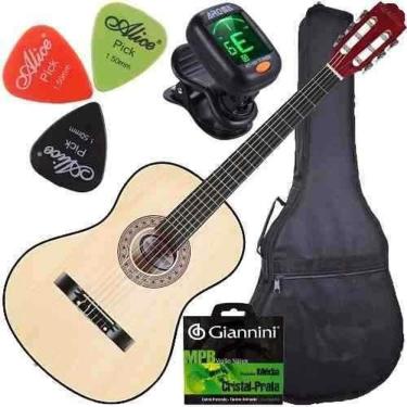 Imagem de Kit Violão Barato Acústico + Capa Nylon Natural Queens