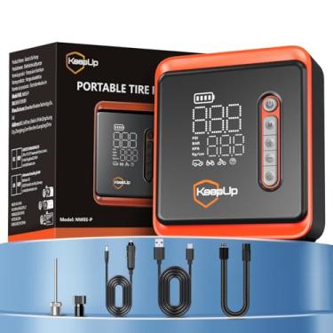 Imagem de Compressor de ar portátil para inflador de pneu - Bomba de ar atualizada para pneus de carro com medidor de pressão de pneu (máximo 150 PSI), bomba de pneu de desligamento automático com luz LED para