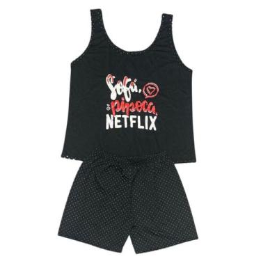 Imagem de Pijama Adulto Feminino Regata Curto Verão Personagens Plus Size - Nann