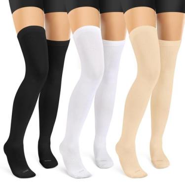 Imagem de Meias de compressão LEVSOX Thigh High 15-20 mmHg para mulheres, 3 pare