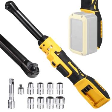 Imagem de Conjunto de chaves catraca sem fio de 9,5 cm, compatível com bateria DEWALT 20 V MAX, cabeça estendida de 15 cm, ferramenta catraca elétrica automática com adaptador de 1/10.2 cm, barra de extensão de