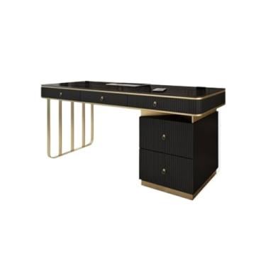 Imagem de ZzleoyuUUs-12 Mesa de mesa com suporte para sentar, leve, luxuosa, moderna, simples, de alta qualidade, escritório, casa, mesa de computador, minimalista, estudo e cadeiras (preta, 120 x 60 x 74 cm)