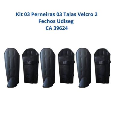 Imagem de Kit 03 Perneiras 03 Talas fecho aderente 2 Fechos Proteção Reforçada Udiseg CA 39624