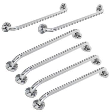 Imagem de Alça De Apoio Barra Inox Kit 6 Unidades 70cm 80cm Deficiente Cadeirant