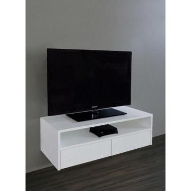 Imagem de Rack Para Tv Suspenso Bancada Com Nicho E Gaveta Branco Laca - FORMALI