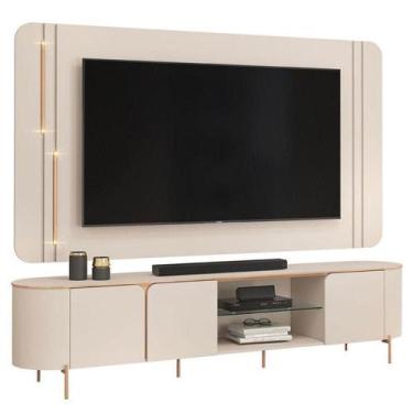 Imagem de Rack Bancada Com Painel Ariana Off White  Dj Móveis