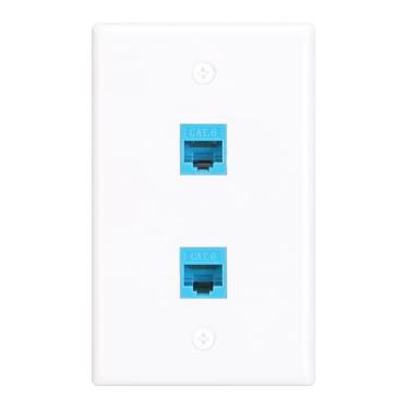 Imagem de XGGYA Placa de parede Ethernet de 2 portas, placa de parede de cabo Ethernet com acoplador Keystone RJ45 fêmea para fêmea, solução de fácil instalação para conexões de cabos de dados (pacote com 1)