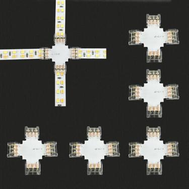 Imagem de Conector de fita LED em forma de X, conectores em forma de cruz de 3 pinos de 8 mm de largura para fitas de LED SMD, conector rápido sem solda sem lacunas atualizado (8 mm X)