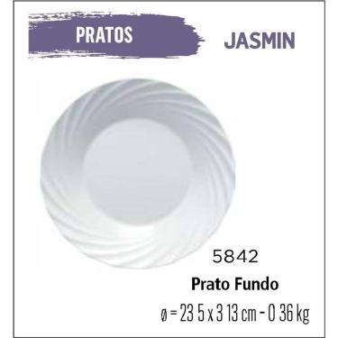 Imagem de Jogo De Prato Jasmin 04 Pratos Fundos - Sopa - 23Cm Branco