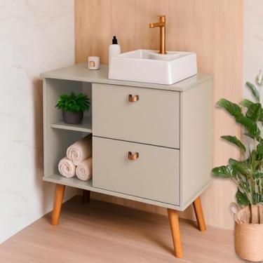 Imagem de Gabinete Armário Para Lavabo Banheiro Suspenso ou Com Pés Com Cuba Multiuso