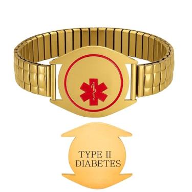 Imagem de Zircobic Pulseira unissex ajustável de alerta médico | Pulseira de identificação médica de emergência com fonte clara | Gravação frontal e traseira personalizável | Joias elegantes com alerta de saúde