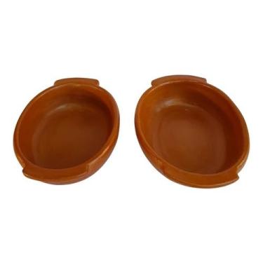 Imagem de Kit com 2 Travessa De Barro Assadeira Rustica Artesanal de Qualidade e Durabilidade (KIT 2 MARROM)