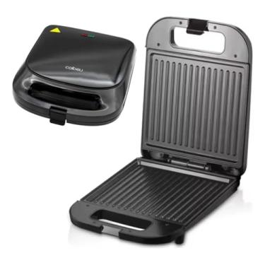 Imagem de Grill Elétrico Sanduicheira 4 Fatias 1400W Antiaderente Inox Preto