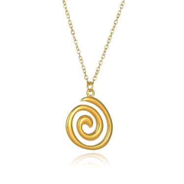 Imagem de Zurlcdye Colar feminino dourado grosso prata boho praia espiral espiral concha pingente pingente pingente joia presente, Large, Sem Pedra Preciosa