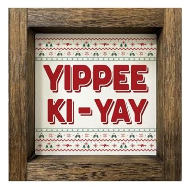 Imagem de Decorações de Natal rígidas, placas de madeira engraçadas de Natal com moldura para decoração de bandeja de parede de mesa de parede de banheiro em camadas, presentes de mercadoria rígida, material de