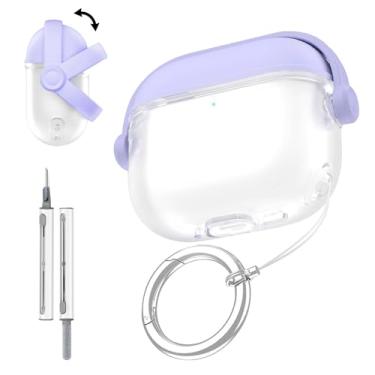 Imagem de Capa para AirPods 4 (4ª Geração), linda capa protetora de silicone para AirPods 4, com chaveiro e kit de limpeza, roxa