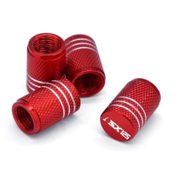 Imagem de Tampas de haste de válvula de pneu de roda CNC capas herméticas para motocicleta compatível com MSX125 MSX125Grom MSX125SF MSX 125Grom 125 125SF (4 peças vermelhas)