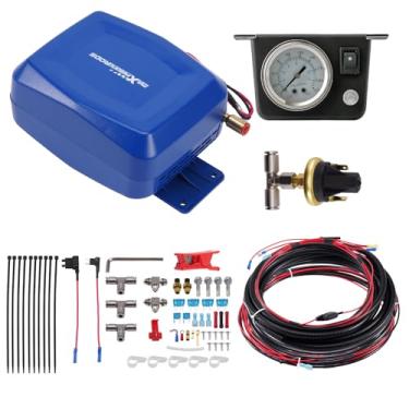 Imagem de maXpeedingrods On Board Air Compressor System with Low Pressure Sensor Universal Air Bag Compressor Kit for Trucks Vans Blue