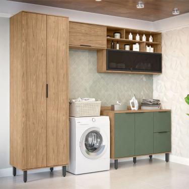 Imagem de Lavanderia Completa Toscana 6 Portas 3 Gavetas 100% Mdf Freijó/Jade - Mx Móveis