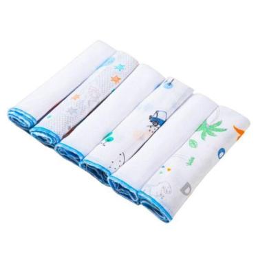 Imagem de 6 Pano De Boca Premium Babete Fralda De Boca 30X30 Masculino