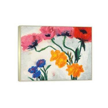 Imagem de BMZFYBS Arte de parede em tela de flores reprodução de pintura famosa - imagens de moldura prateada para sala de estar - Flores 3-Decor Poster e impressões 20x25cm8x10in