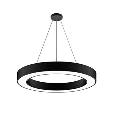 Imagem de Lustre moderno circular anel LED lustre, moderno minimalista pingente luz, loja lobby industrial vento lâmpada círculo, teto pendurado luminária para sala de estar jantar quarto escada foyer