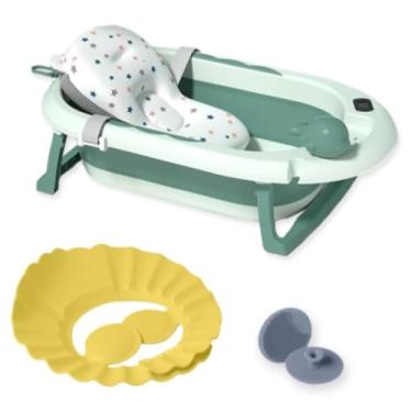 Imagem de Banheira Dobrável Plus Com Termômetro E Almofada Verde Yuupi