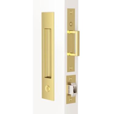 Imagem de Dontay Puxador de porta de bolso e puxador de borda, função de entrada retangular moderna estreita, ferragens de porta deslizante embutidas para porta de espessura de 3,5 a 6 cm (fechadura de