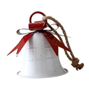 Imagem de UGPLM Enfeite de sino de Natal, pingente retrô, decoração para pendurar em árvore de Natal, decoração de Natal para jardim, parede, escritório, celebração, Branco