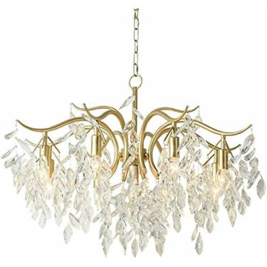 Imagem de Lustre moderno com franjas de galhos de árvores em forma de gota de chuva, lustre moderno com pingente de cristal K9, corrente suspensa, iluminação ajustável, luminária para sala de estar, q