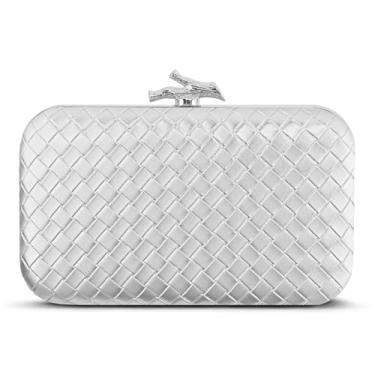 Imagem de NEWROGENG Bolsas clutch de tecido para mulheres elegantes, bolsas de noite de couro PU formais com corrente, bolsas e bolsas modernas 2025, Couro prata, 59.6 cubic inches