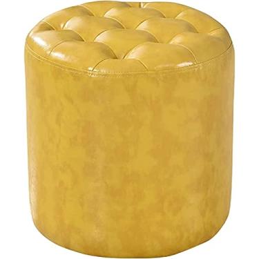 Imagem de Banqueta redonda de couro sintético esponja acolchoada para troca de pés banco de pés para sala de estar doméstico banquinho baixo, 36 cm x 40 cm cadeira de decoração de casa