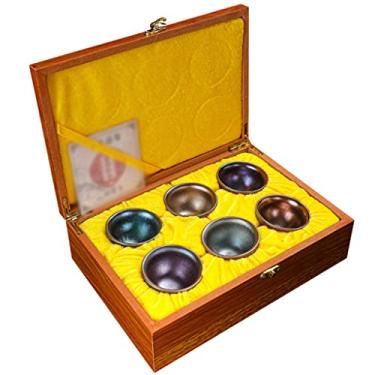 Imagem de Xícara de chá Jianzhan Conjunto de chávenas de chá pneu de ferro ouro 6 peças conjunto de xícara de chá, xícara mestre casa troca de forno, tigela de chá Jianzhan vitrificada Tenmoku, caixa de