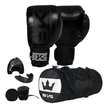Imagem de Luva De Boxe Muay Thai Kickboxing bolsa bandagem bucal case Bks, Preto