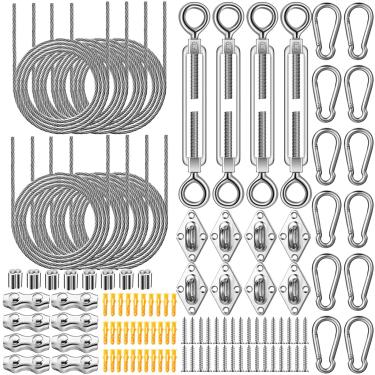 Imagem de Kit de ferragens para toldo solar Kits de instalação de velas Conjunto de acessórios de aço inoxidável 304 Sombra retrátil para exterior para triângulo retangular sol jardim pátio