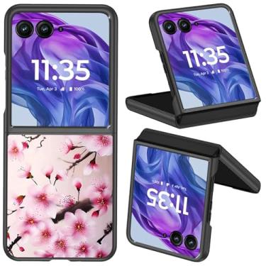 Imagem de Capa para Motorola Moto Razr 50 Ultra 2024 para Moto Razr Plus 2024 Capa protetora fina e leve de policarbonato rígido à prova de choque para Moto Razr Plus 2024/Razr 50 Ultra 5G, flor de cerejeira