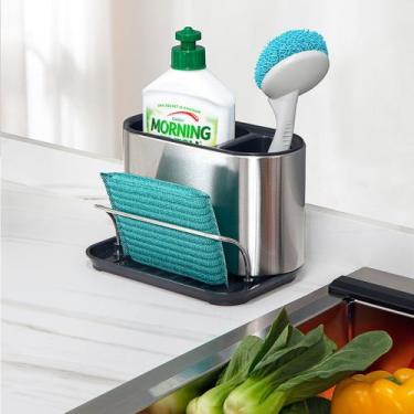 Imagem de Kit Organiza aço inox Pia Dispenser detergente sabão esponja - SWEET H