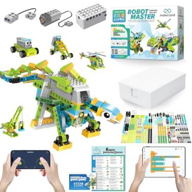 Imagem de Makerzoid Robot Master Coding Robot - Jogo de brinquedos controlados por aplicação, 100 em 1, com tutoriais em vídeo, brinquedo educativo STEM, blocos de construção, kit de robótica programável,
